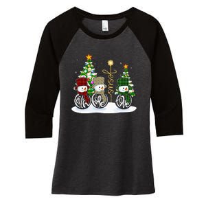 Faith Hope Love Snowman Jesus Funny Xmas Cross For Christian Women's Tri-Blend 3/4-Sleeve Raglan Shirt