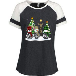 Faith Hope Love Snowman Jesus Funny Xmas Cross For Christian Enza Ladies Jersey Colorblock Tee