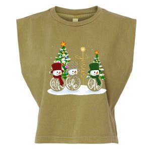 Faith Hope Love Snowman Jesus Funny Xmas Cross For Christian Garment-Dyed Women's Muscle Tee