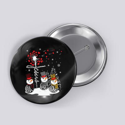 Faith Hope Love Snowman Jesus Dandelion Christian Christmas Button