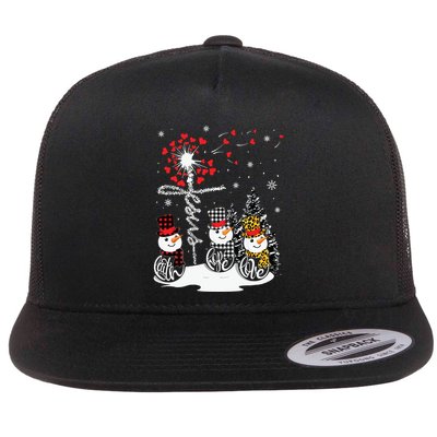 Faith Hope Love Snowman Jesus Dandelion Christian Christmas Flatbill Hat