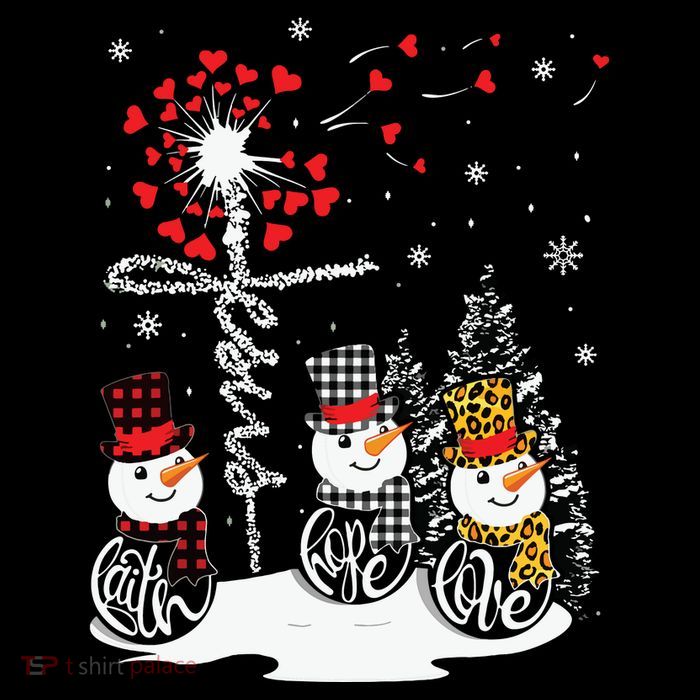 Faith Hope Love Snowman Jesus Dandelion Christian Christmas Premium T-Shirt