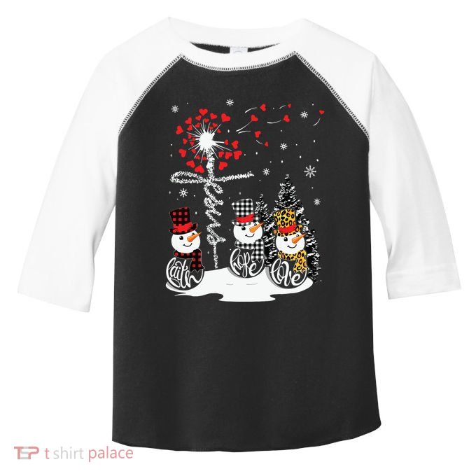 Faith Hope Love Snowman Jesus Dandelion Christian Christmas Toddler Fine Jersey T-Shirt