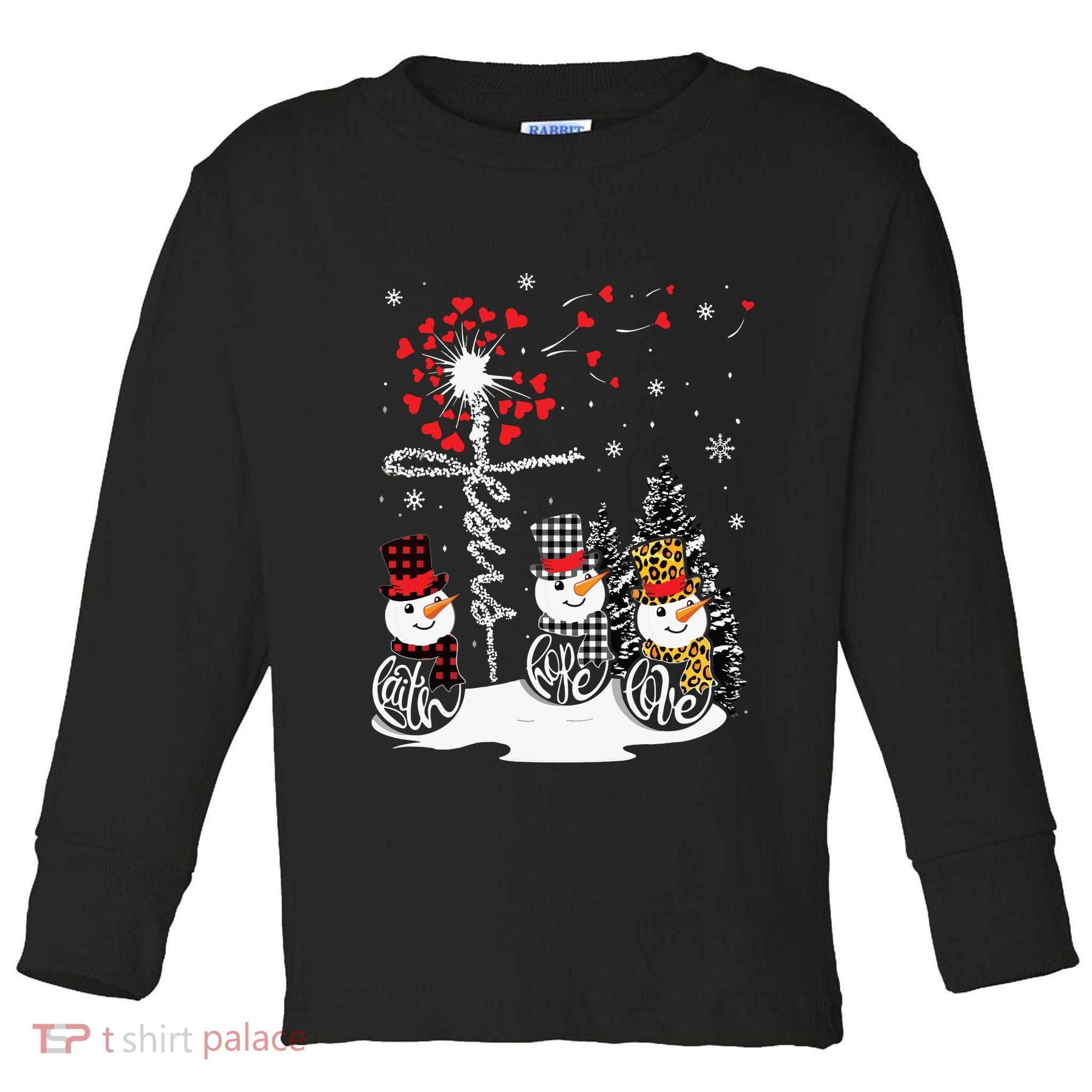 Faith Hope Love Snowman Jesus Dandelion Christian Christmas Toddler Long Sleeve Shirt