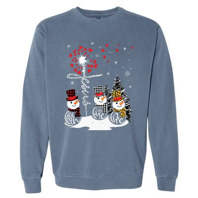 Faith Hope Love Snowman Jesus Dandelion Christian Christmas Garment-Dyed Sweatshirt