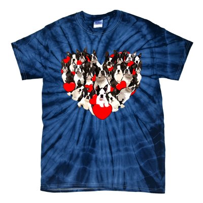 Funny Heart Love Boston Terrier Valentines Day Puppy Dog Tie-Dye T-Shirt