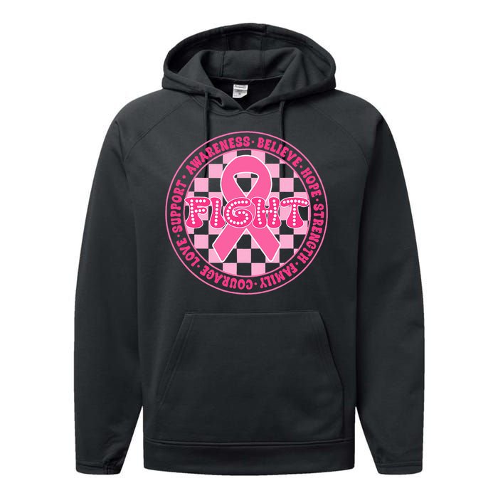 Faith Hope Love Ribbon Breast Cancer Awareness Month Performance Fleece Hoodie