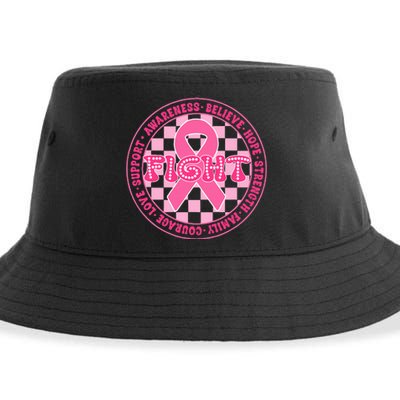 Faith Hope Love Ribbon Breast Cancer Awareness Month Sustainable Bucket Hat