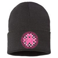 Faith Hope Love Ribbon Breast Cancer Awareness Month Sustainable Knit Beanie