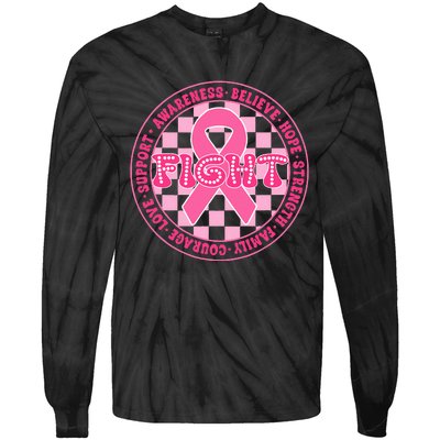 Faith Hope Love Ribbon Breast Cancer Awareness Month Tie-Dye Long Sleeve Shirt