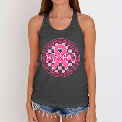 Faith Hope Love Ribbon Breast Cancer Awareness Month Women's Knotted Racerback Tank