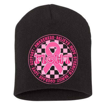 Faith Hope Love Ribbon Breast Cancer Awareness Month Short Acrylic Beanie