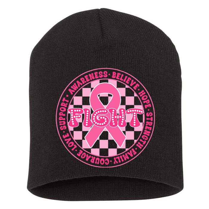 Faith Hope Love Ribbon Breast Cancer Awareness Month Short Acrylic Beanie