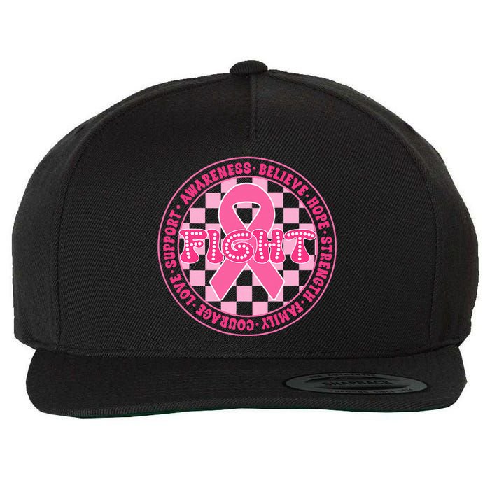 Faith Hope Love Ribbon Breast Cancer Awareness Month Wool Snapback Cap