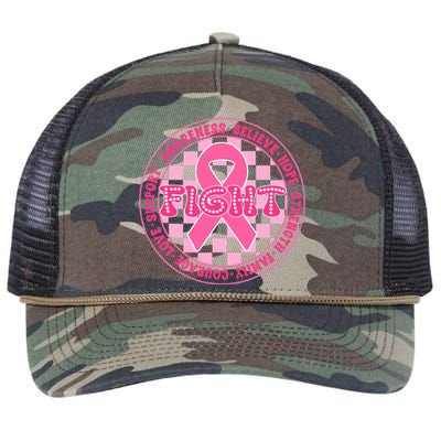 Faith Hope Love Ribbon Breast Cancer Awareness Month Retro Rope Trucker Hat Cap