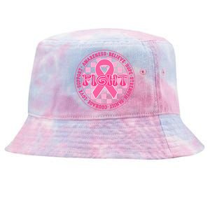 Faith Hope Love Ribbon Breast Cancer Awareness Month Tie-Dyed Bucket Hat