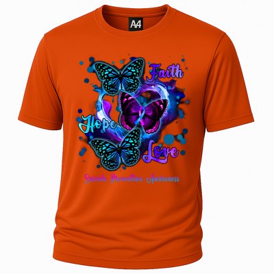 Faith Hope Love Butterfly Suicide Prevention Awareness Cooling Performance Crew T-Shirt