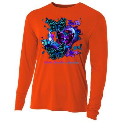 Faith Hope Love Butterfly Suicide Prevention Awareness Cooling Performance Long Sleeve Crew