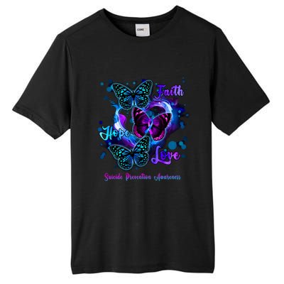 Faith Hope Love Butterfly Suicide Prevention Awareness Tall Fusion ChromaSoft Performance T-Shirt