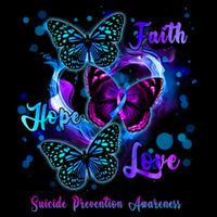 Faith Hope Love Butterfly Suicide Prevention Awareness Flat Bill Trucker Hat