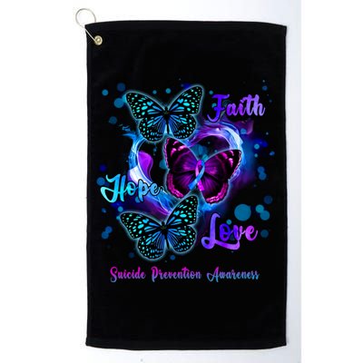 Faith Hope Love Butterfly Suicide Prevention Awareness Golf Towel