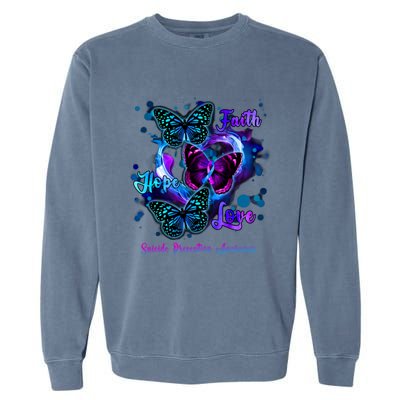 Faith Hope Love Butterfly Suicide Prevention Awareness Garment-Dyed Sweatshirt