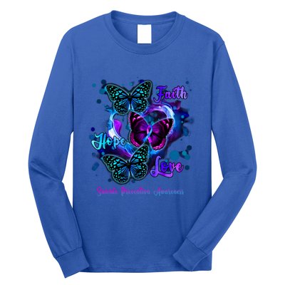 Faith Hope Love Butterfly Suicide Prevention Awareness Long Sleeve Shirt