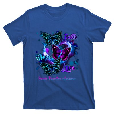 Faith Hope Love Butterfly Suicide Prevention Awareness T-Shirt