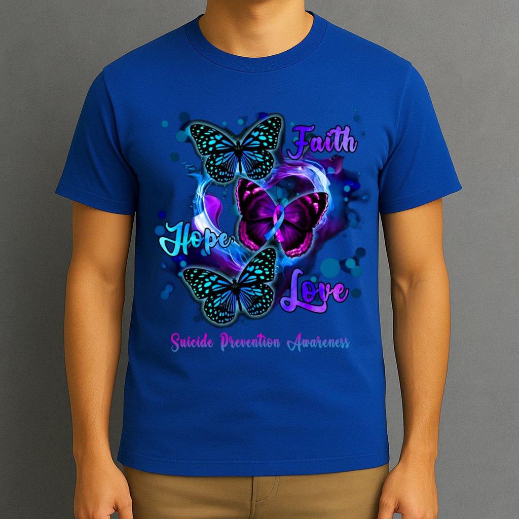 Faith Hope Love Butterfly Suicide Prevention Awareness T-Shirt
