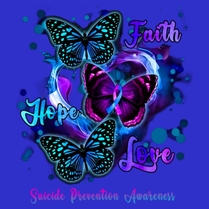 Faith Hope Love Butterfly Suicide Prevention Awareness T-Shirt