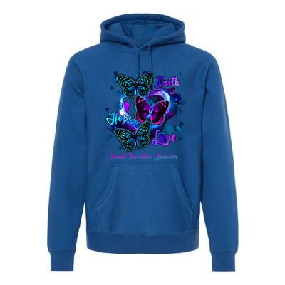 Faith Hope Love Butterfly Suicide Prevention Awareness Premium Hoodie