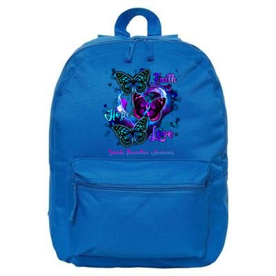 Faith Hope Love Butterfly Suicide Prevention Awareness 16 in Basic Backpack