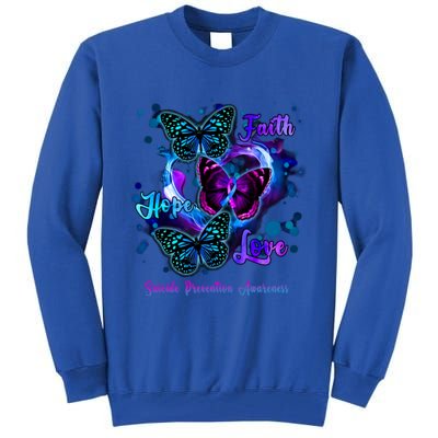 Faith Hope Love Butterfly Suicide Prevention Awareness Tall Sweatshirt