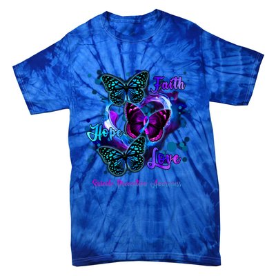 Faith Hope Love Butterfly Suicide Prevention Awareness Tie-Dye T-Shirt