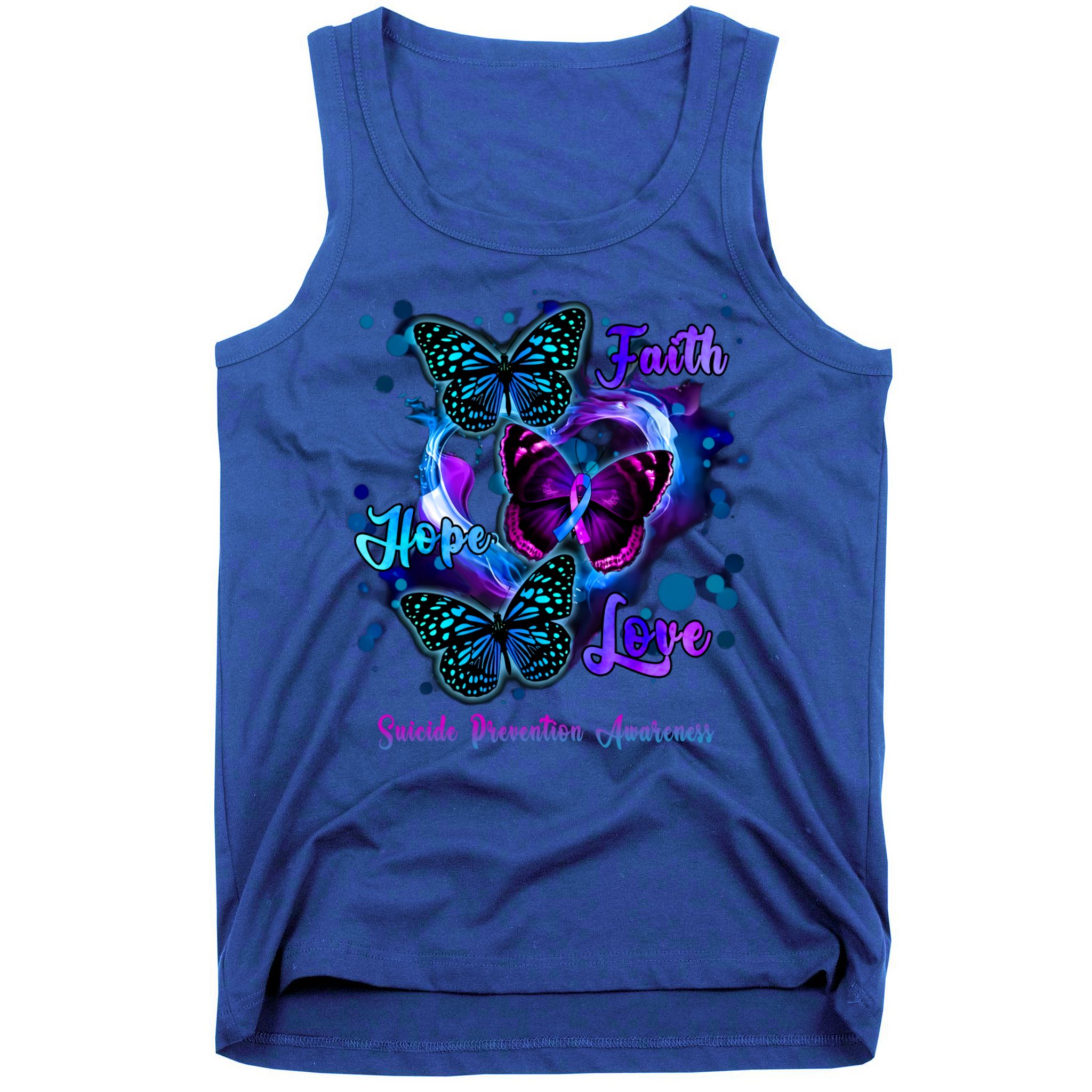Faith Hope Love Butterfly Suicide Prevention Awareness Tank Top
