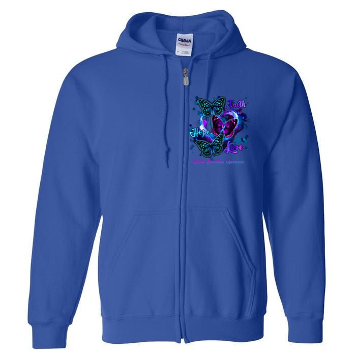 Faith Hope Love Butterfly Suicide Prevention Awareness Full Zip Hoodie