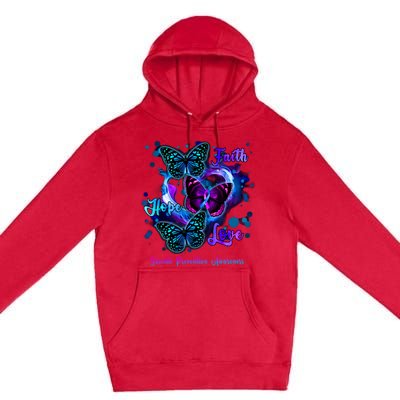 Faith Hope Love Butterfly Suicide Prevention Awareness Premium Pullover Hoodie