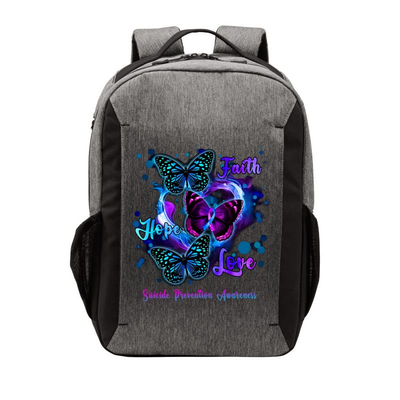 Faith Hope Love Butterfly Suicide Prevention Awareness Vector Backpack