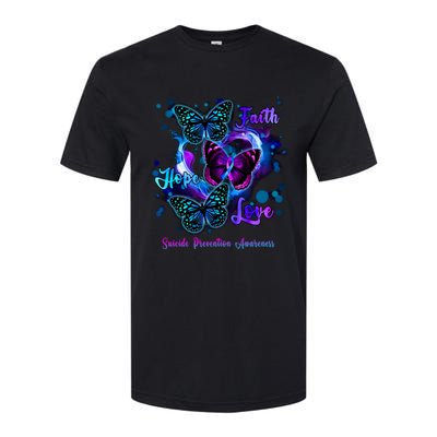 Faith Hope Love Butterfly Suicide Prevention Awareness Softstyle CVC T-Shirt