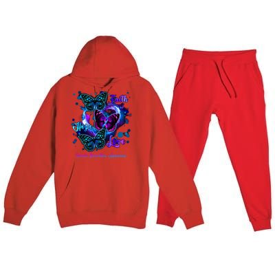 Faith Hope Love Butterfly Suicide Prevention Awareness Premium Hooded Sweatsuit Set