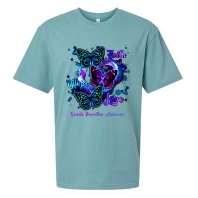 Faith Hope Love Butterfly Suicide Prevention Awareness Sueded Cloud Jersey T-Shirt