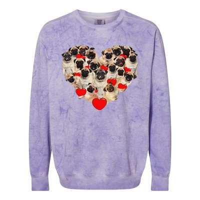 Funny Heart Love Pug Valentine's Day Puppy Pug Dog Lover Colorblast Crewneck Sweatshirt