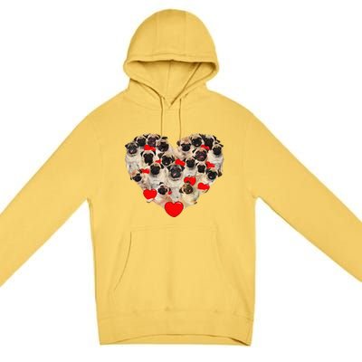 Funny Heart Love Pug Valentine's Day Puppy Pug Dog Lover Premium Pullover Hoodie