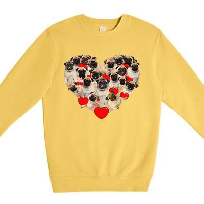 Funny Heart Love Pug Valentine's Day Puppy Pug Dog Lover Premium Crewneck Sweatshirt