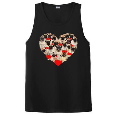 Funny Heart Love Pug Valentine's Day Puppy Pug Dog Lover PosiCharge Competitor Tank