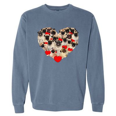 Funny Heart Love Pug Valentine's Day Puppy Pug Dog Lover Garment-Dyed Sweatshirt