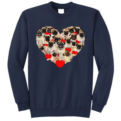 Funny Heart Love Pug Valentine's Day Puppy Pug Dog Lover Sweatshirt