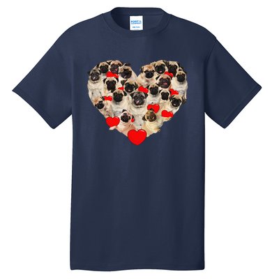 Funny Heart Love Pug Valentine's Day Puppy Pug Dog Lover Tall T-Shirt