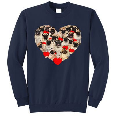 Funny Heart Love Pug Valentine's Day Puppy Pug Dog Lover Tall Sweatshirt