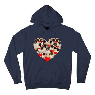 Funny Heart Love Pug Valentine's Day Puppy Pug Dog Lover Tall Hoodie